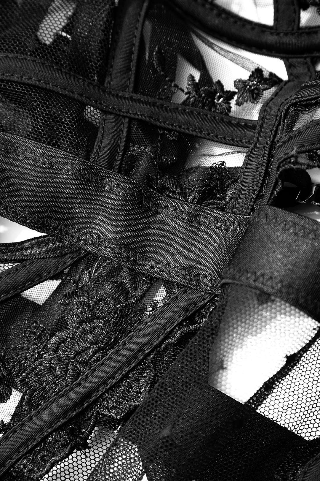 Belted Cut Out Lace Bustier Bodysuit