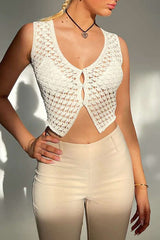 Hollow Out V-neck Tank Top