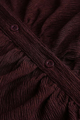 Brown Ruched Buttons Down Mini Dress