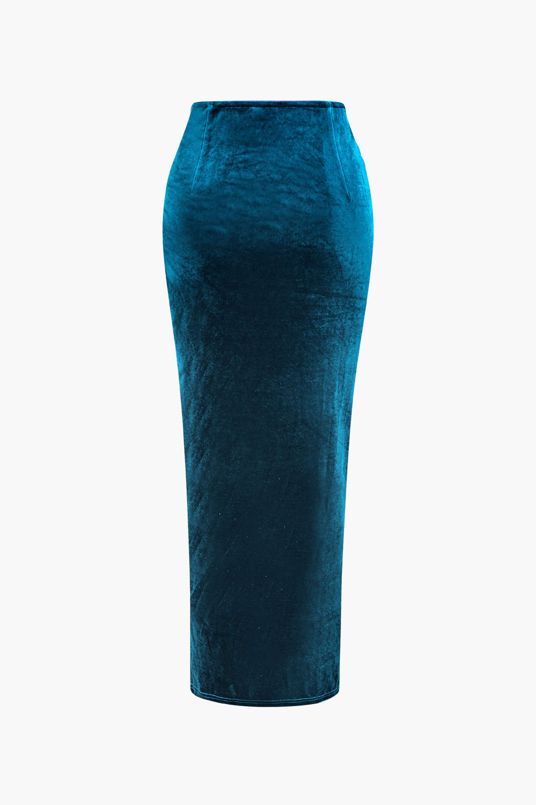 Velvet Ruched Slit Maxi Skirt