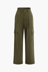 High Waist Pleated Straight Leg Pants