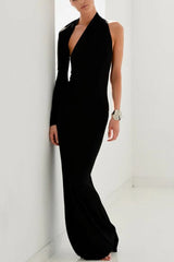 Asymmetric One Shoulder Long Sleeve Maxi Dress