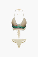 Rainbow Crochet Halter Bikini And Skirt 3pc Set