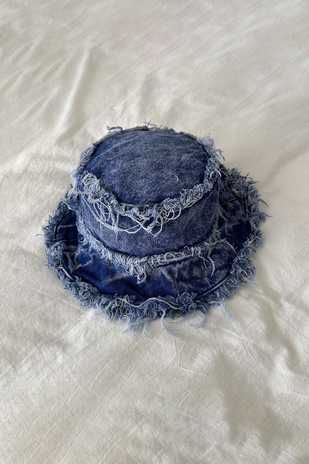 Distressed Fray Denim Bucket Hat