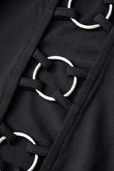 O-ring Front Mock Neck Long Sleeve Top
