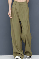 Pleated Straight Leg Pants