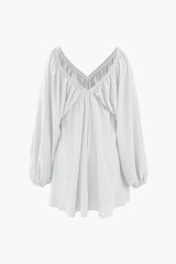 V-neck Puff Sleeve Mini Dress