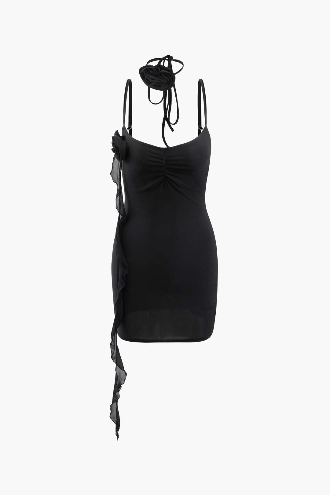 Rose Corsage Bodycon Mini Dress With Rose Choker