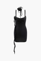 Rose Corsage Bodycon Mini Dress With Rose Choker
