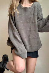 Seam-Detail Round Neck Oversized Sweater