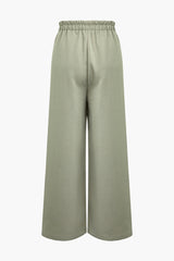 Pleated Drawstring Wide Leg Pants