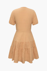 V-neck Short Sleeve Tiered Mini Dress