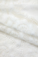 Floral Lace Embroidery Mock Neck Lantern Sleeve Blouse