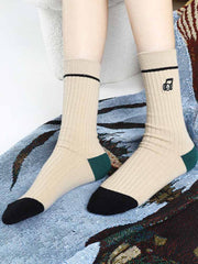 Cute Embroidered Letter Socks