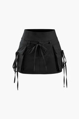 Low Rise Tie Cargo Mini Skirt