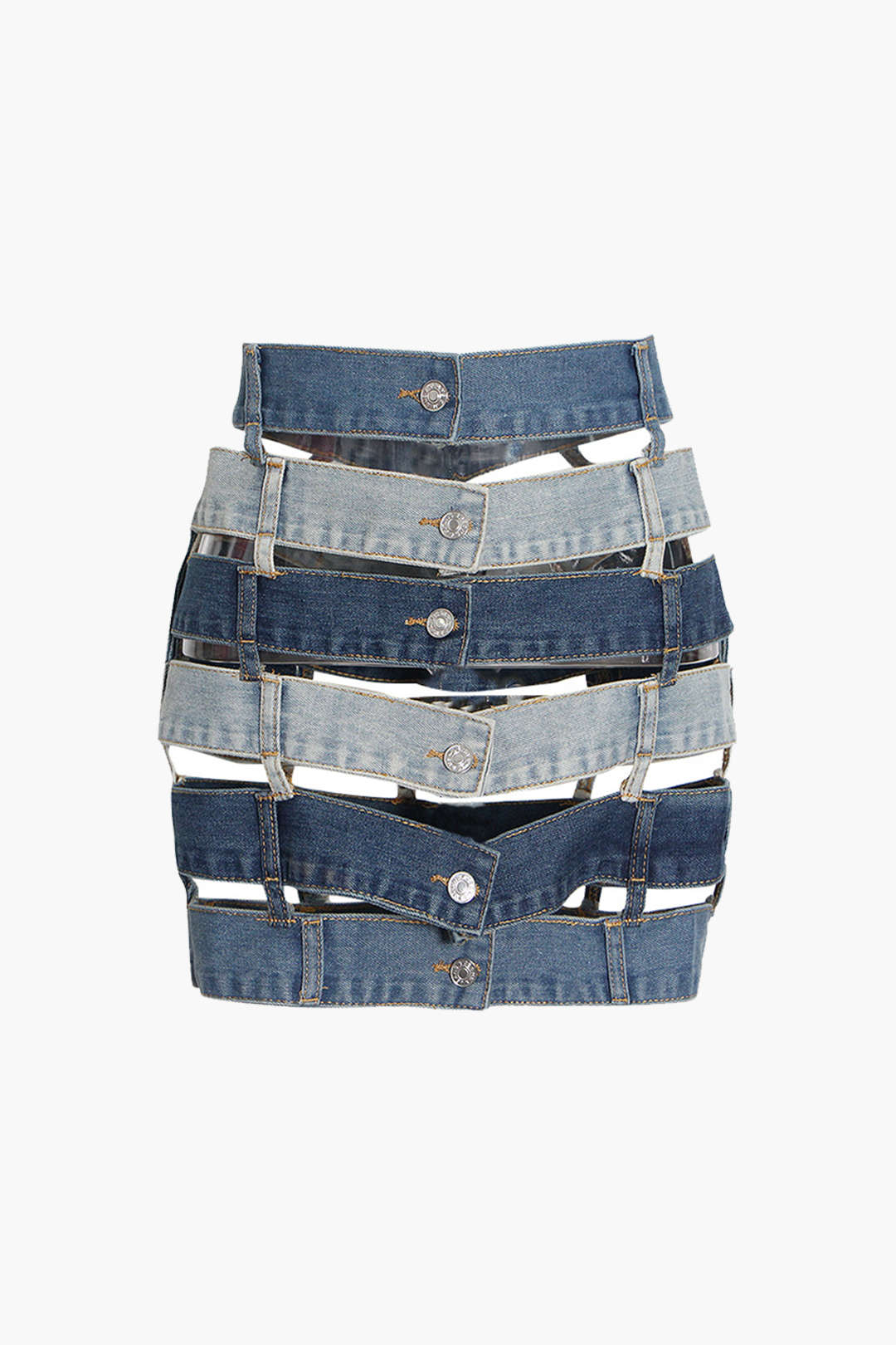 Patchwork Cut Out Denim Skirt