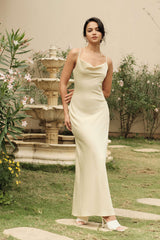 Solid Cowl Neck Strap Maxi Dress