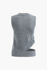 Round Neck Cut Out Sleeveless Knit Top