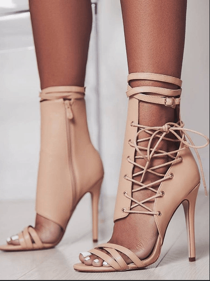 high-heel strap belt buckle sandals