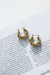 18k Gold Plated Crystal Lover Earrings Green Gold