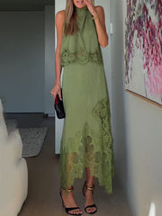 Exquisite Lace Sleeveless Tank Top