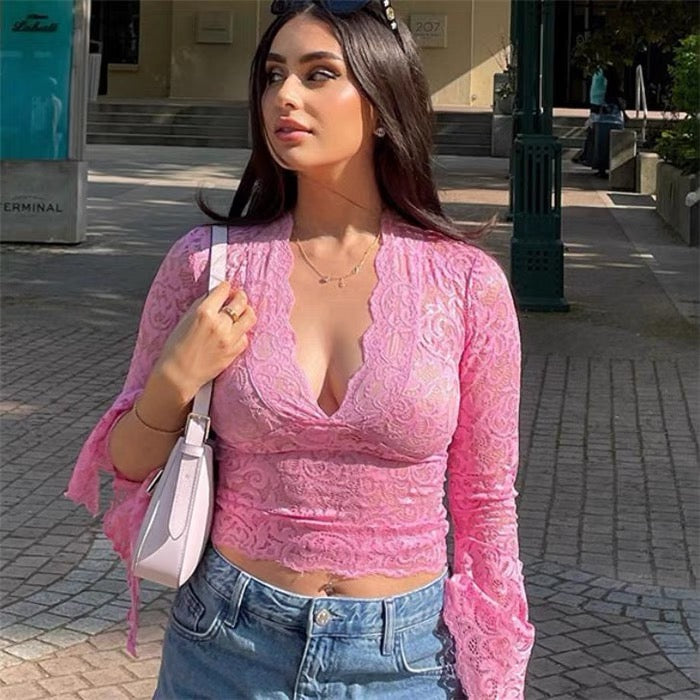 Giabella Lace Top in Pink