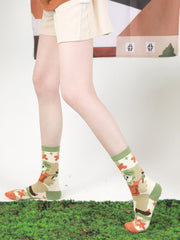 Cute Cartoon Kitty Pattern Cotton Socks