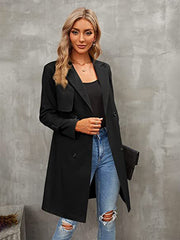 Waterfall Collar Double Breasted Trench Coat