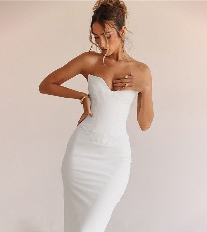 fish bone tube top fishtail dress