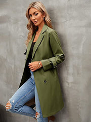 Waterfall Collar Double Breasted Trench Coat
