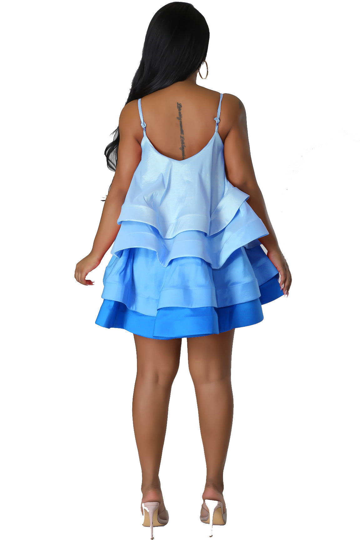 Color Block Ruffle V-Neck Mini Dress