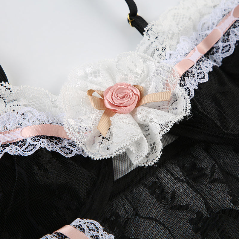 Giana Lace Bodysuit in Black