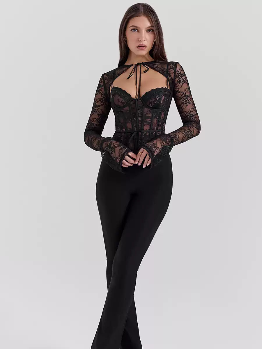 Saige Lace Corset Top Set