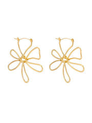 Fashionable Metal Glossy Large Flower Earrings