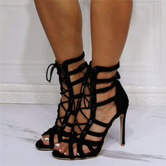 High-heeled sandals with stiletto strap