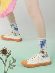 Floral Pattern Cotton Socks