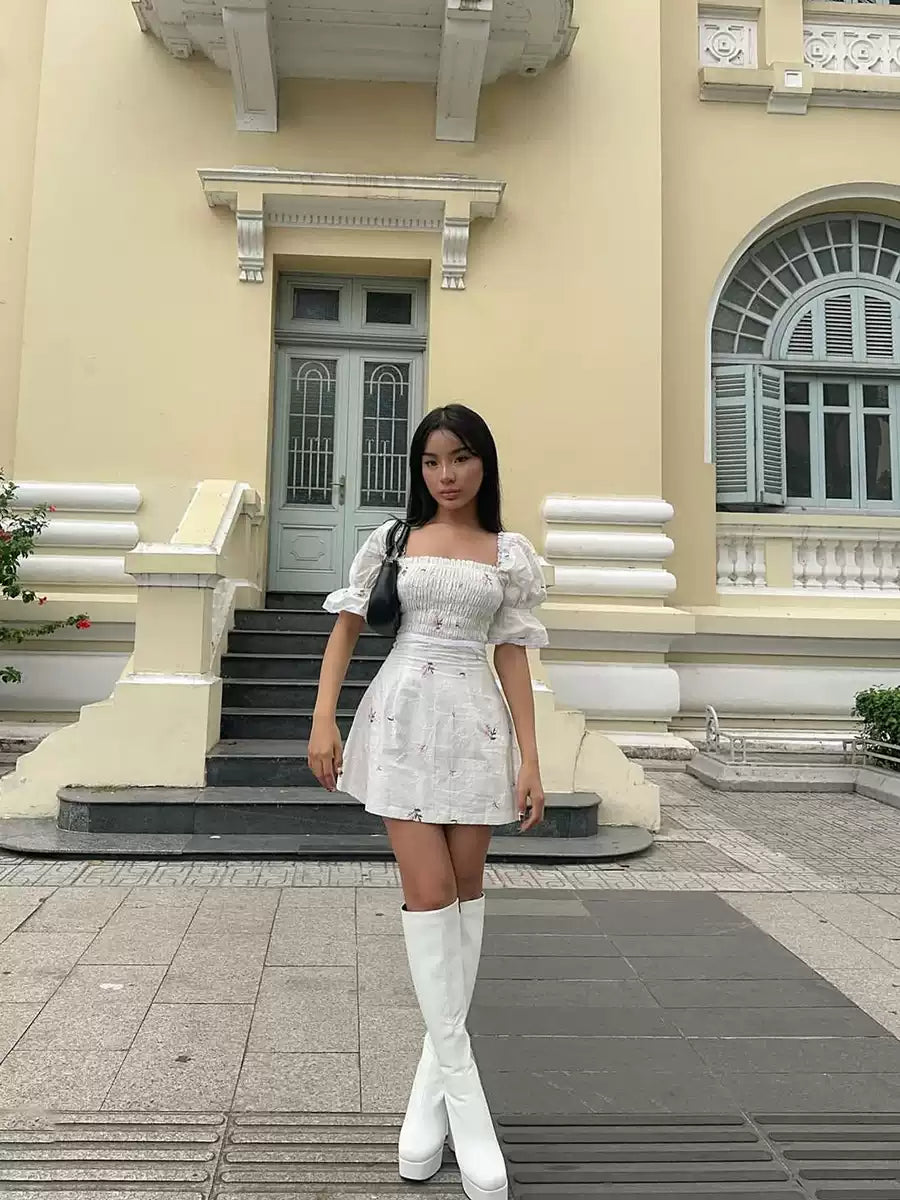 Celeste Floral Puff Sleeve Mini Dress