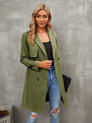 Waterfall Collar Double Breasted Trench Coat