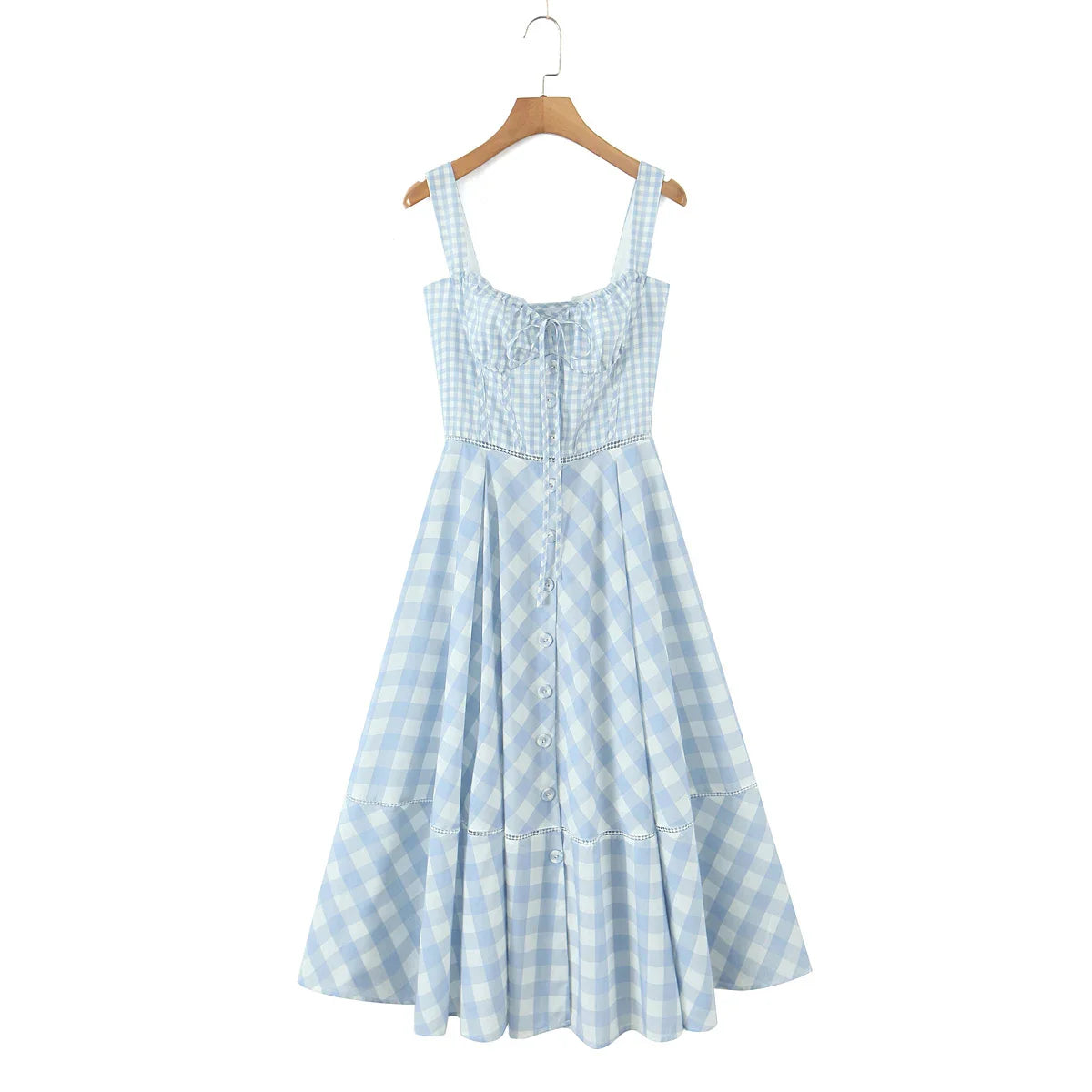 Patchwork Spliced Tie Up Strap Maxi Dress