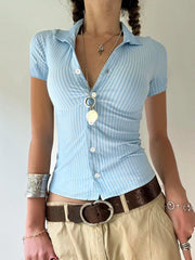 Stripe Short Sleeve Button Shirt