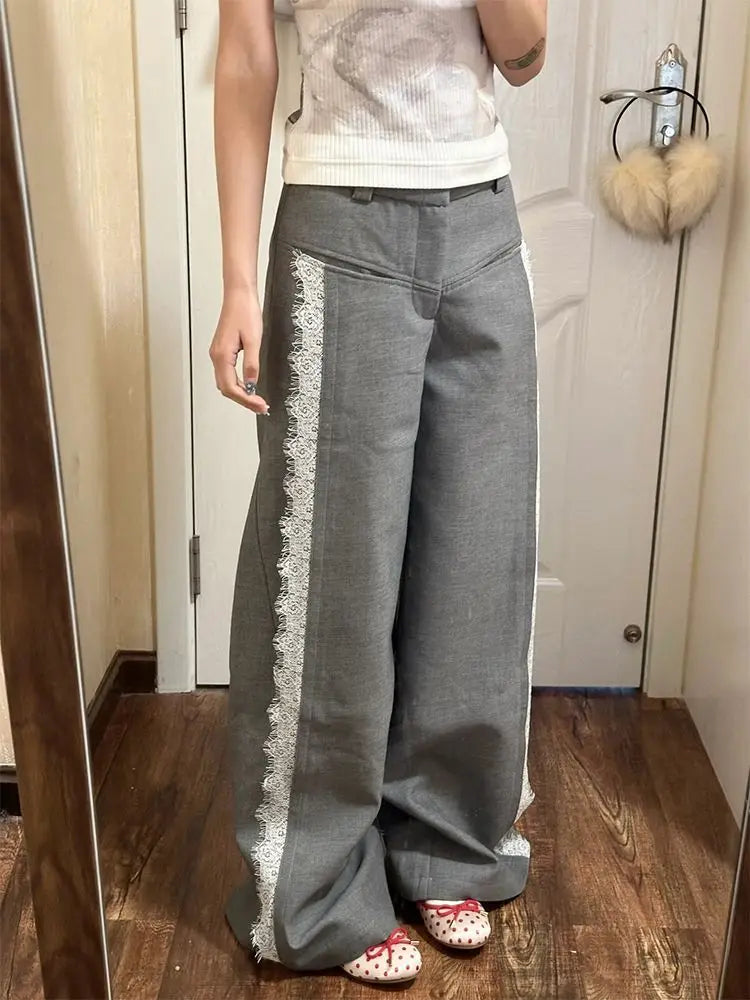 Lace Baggy High Waist Loose Trousers