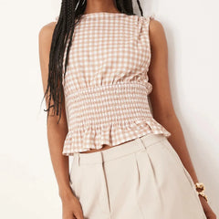 Plaid Smocked Tank Top