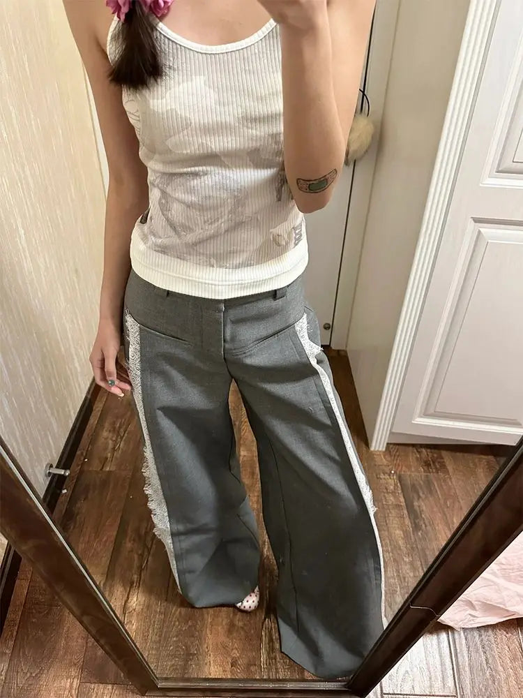 Lace Baggy High Waist Loose Trousers