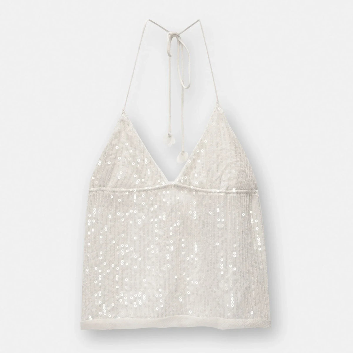 Sequin Sheer Open Back Tie Up Top