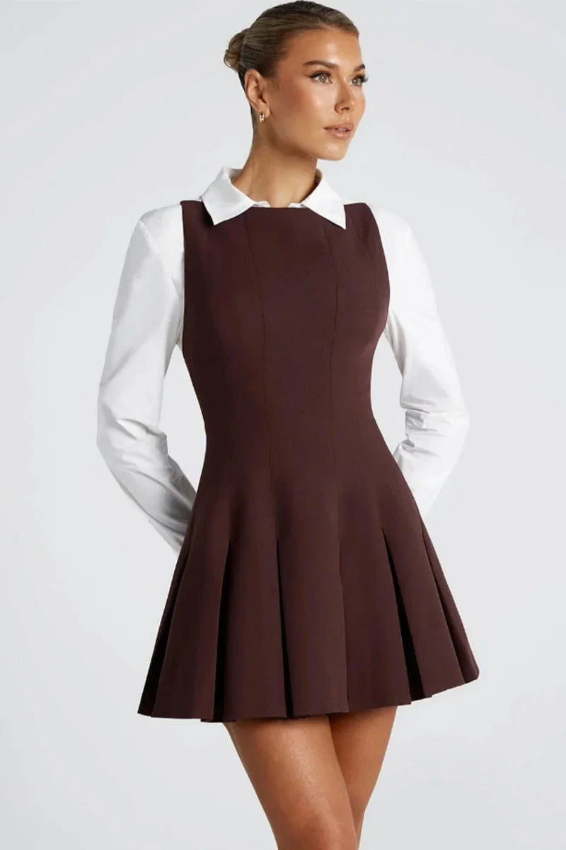 A-line Pleated Open Back Mini Dress
