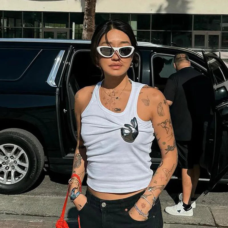 Metal Finger Design Tank Top