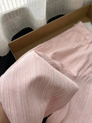 Pink Striped Wide-leg Jeans