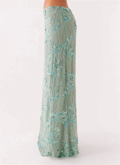 Sequins Embroidery Maxi Skirt