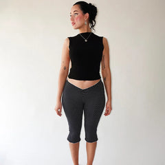 Black Polka Dot Cami Top And Capri Pants Set