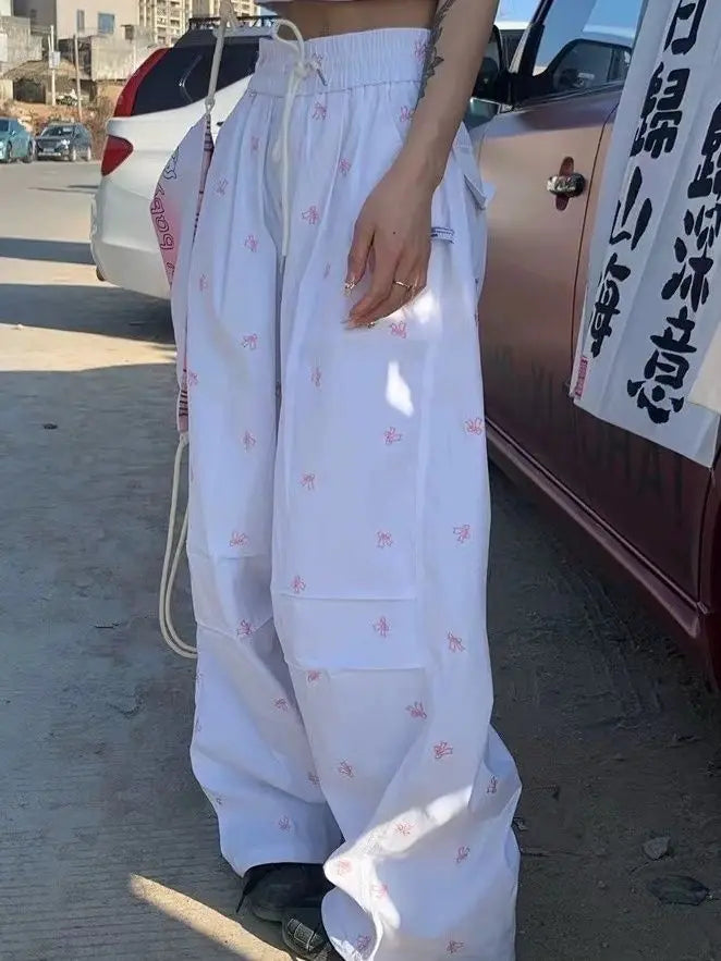 Parachute White Baggy Bow Printed Sweatpant